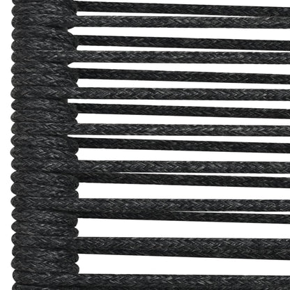 7 Piece Garden Dining Set Black Cotton Rope and Steel