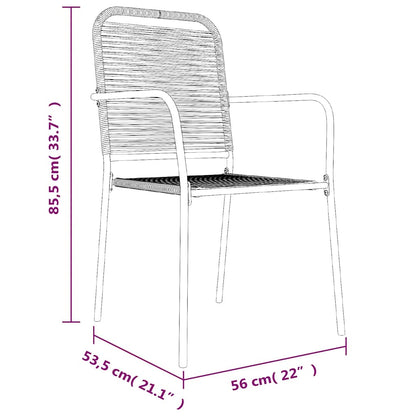 5 Piece Garden Dining Set Black Cotton Rope and Steel