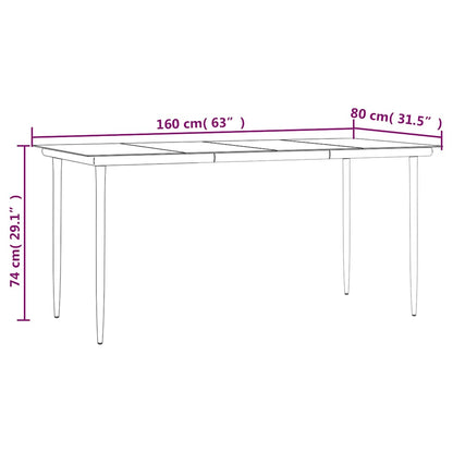 5 Piece Garden Dining Set Black Cotton Rope and Steel