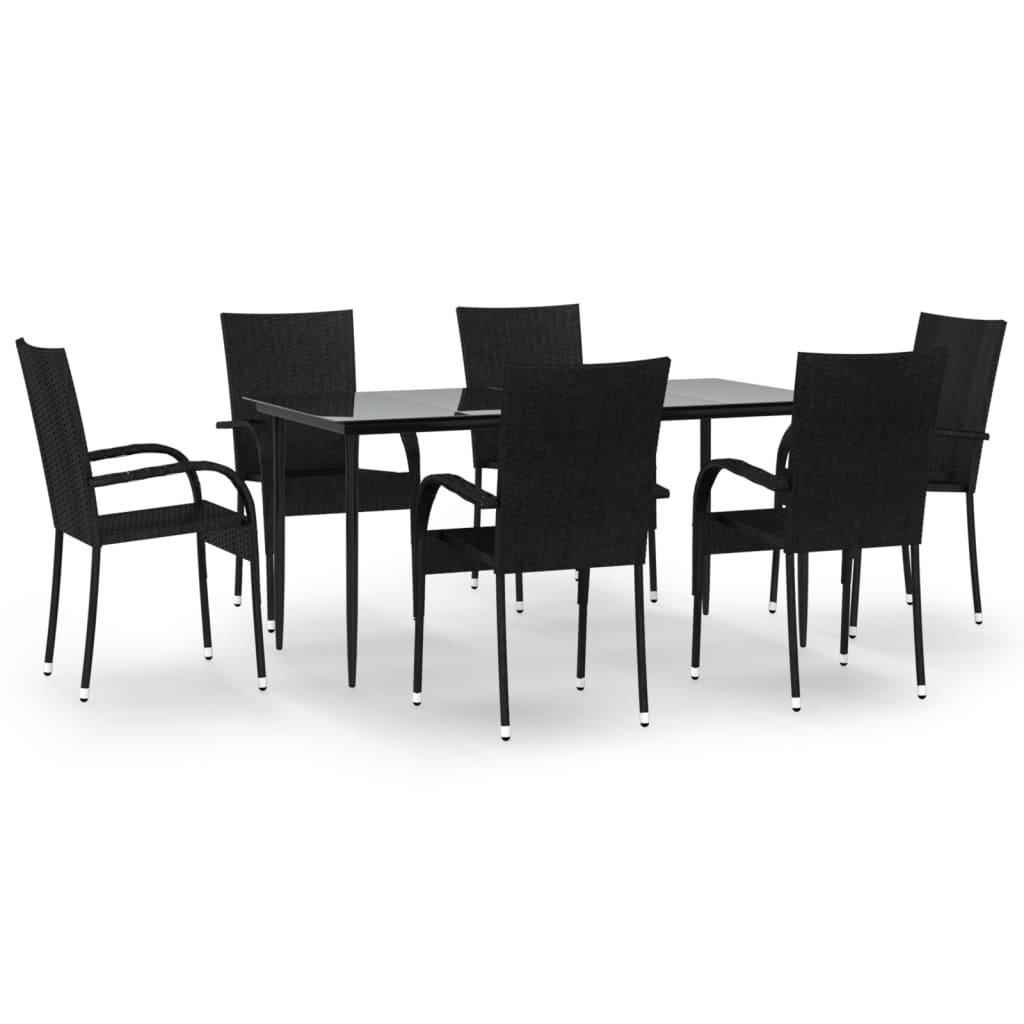 Garden Dining Set | Black | PE rattan | Medium | Stackable