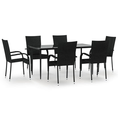 Garden Dining Set | Black | PE rattan | Medium | Stackable