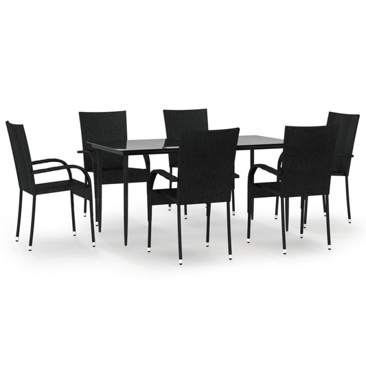 Garden Dining Set | Black | PE rattan | Medium | Stackable