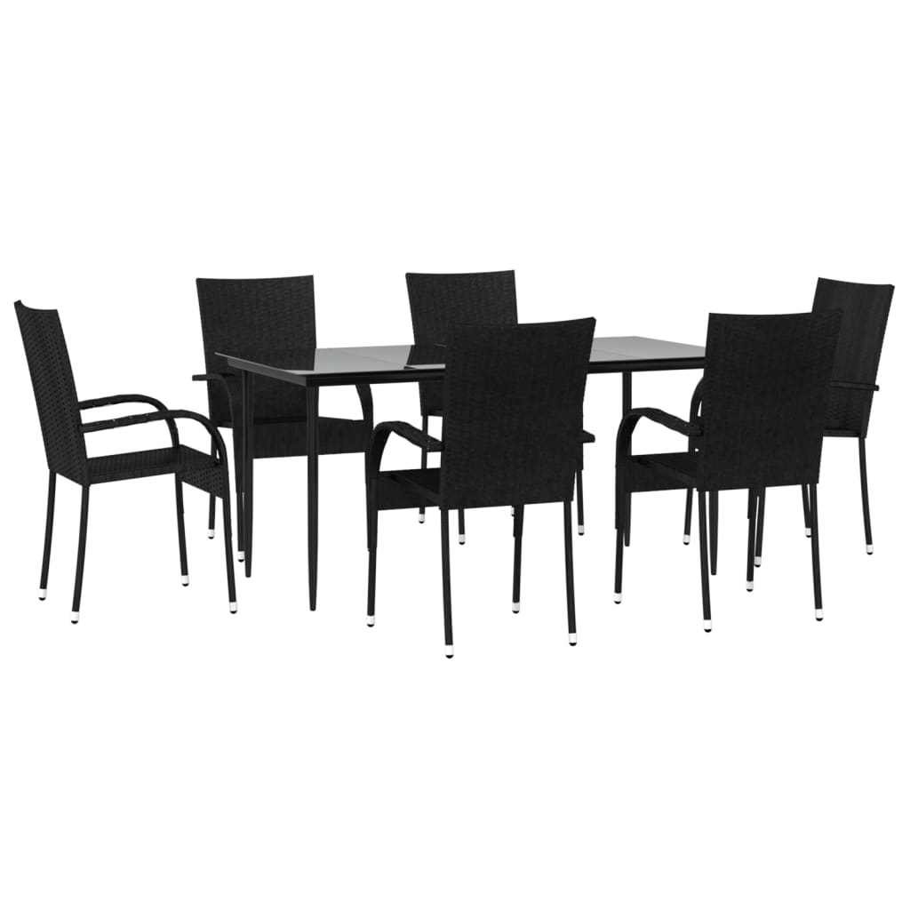 Garden Dining Set | Black | PE rattan | Medium | Stackable