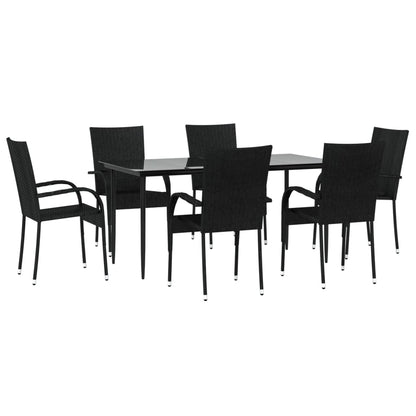 Garden Dining Set | Black | PE rattan | Medium | Stackable