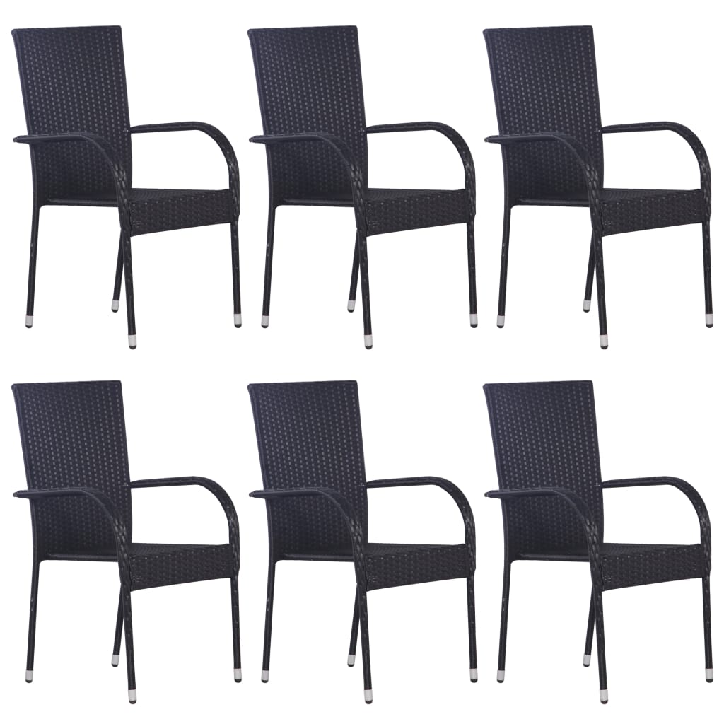 Garden Dining Set | Black | PE rattan | Medium | Stackable