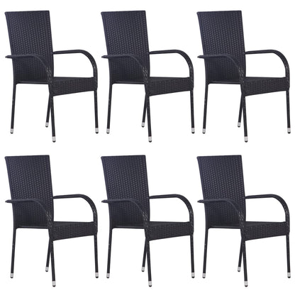 Garden Dining Set | Black | PE rattan | Medium | Stackable