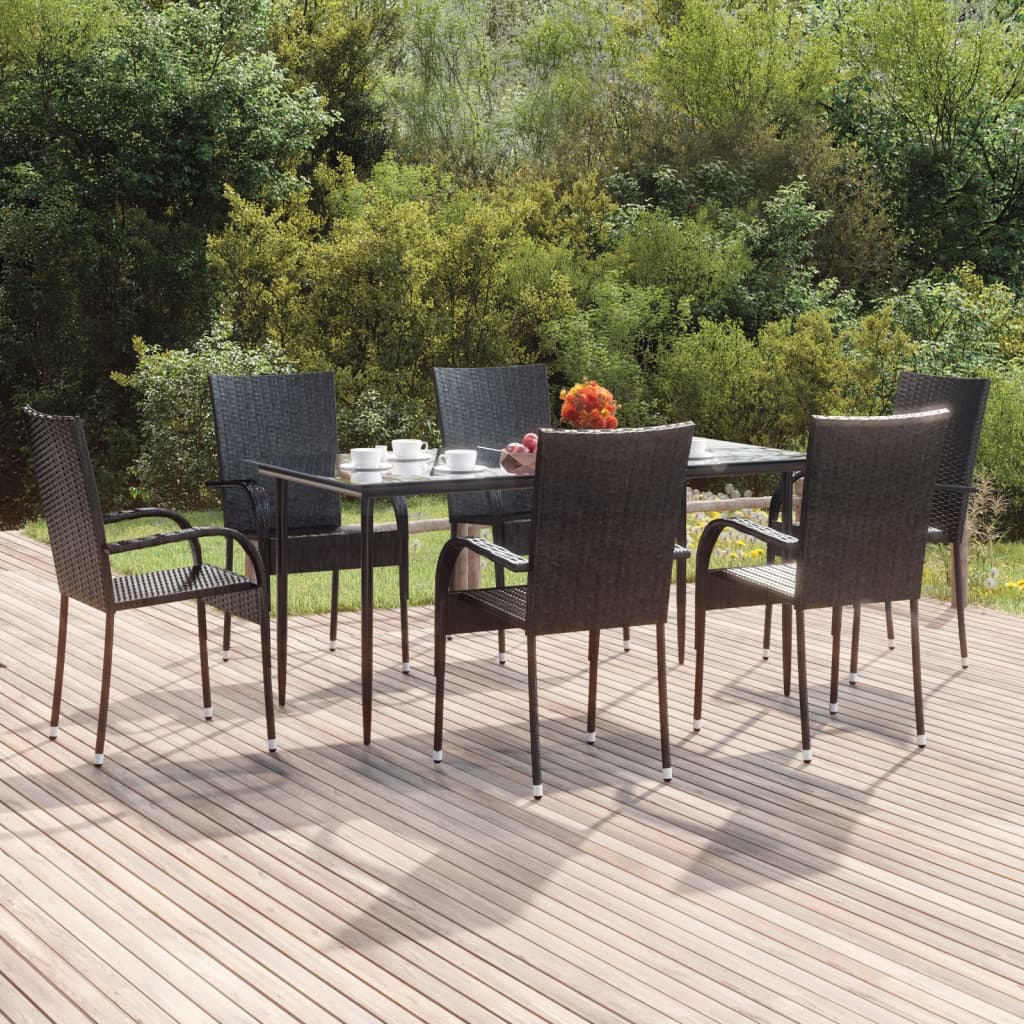 Garden Dining Set | Black | PE rattan | Medium | Stackable