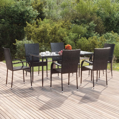 Garden Dining Set | Black | PE rattan | Medium | Stackable