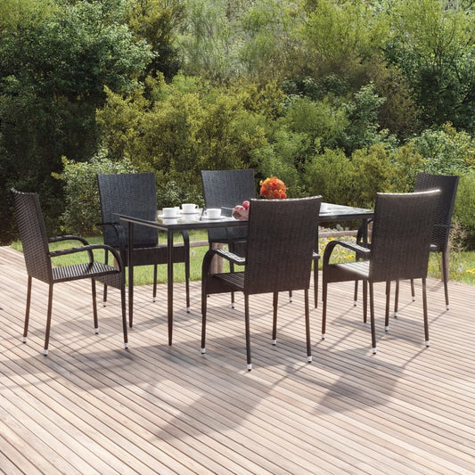 Garden Dining Set | Black | PE rattan | Medium | Stackable