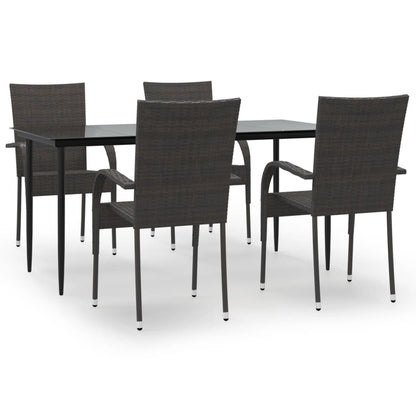 Garden Dining Set | Brown | PE Rattan | Large | Stackable