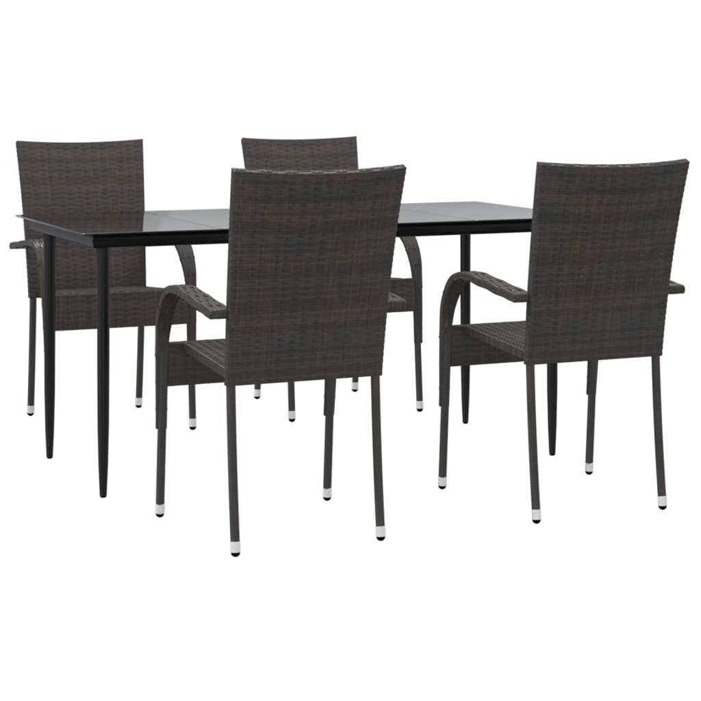 Garden Dining Set | Brown | PE Rattan | Large | Stackable