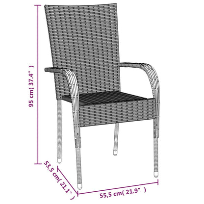 Garden Dining Set | Brown | PE Rattan | Large | Stackable
