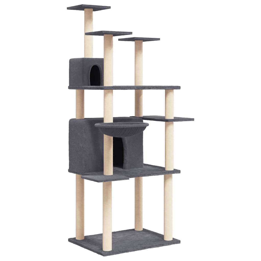 Cat Tree with Sisal Scratching Posts Dark Grey 166 cm