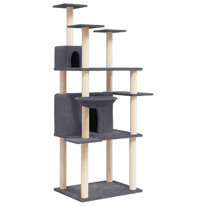 Cat Tree with Sisal Scratching Posts Dark Grey 166 cm