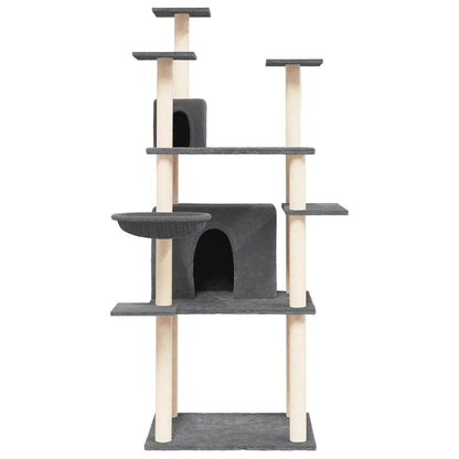 Cat Tree with Sisal Scratching Posts Dark Grey 166 cm