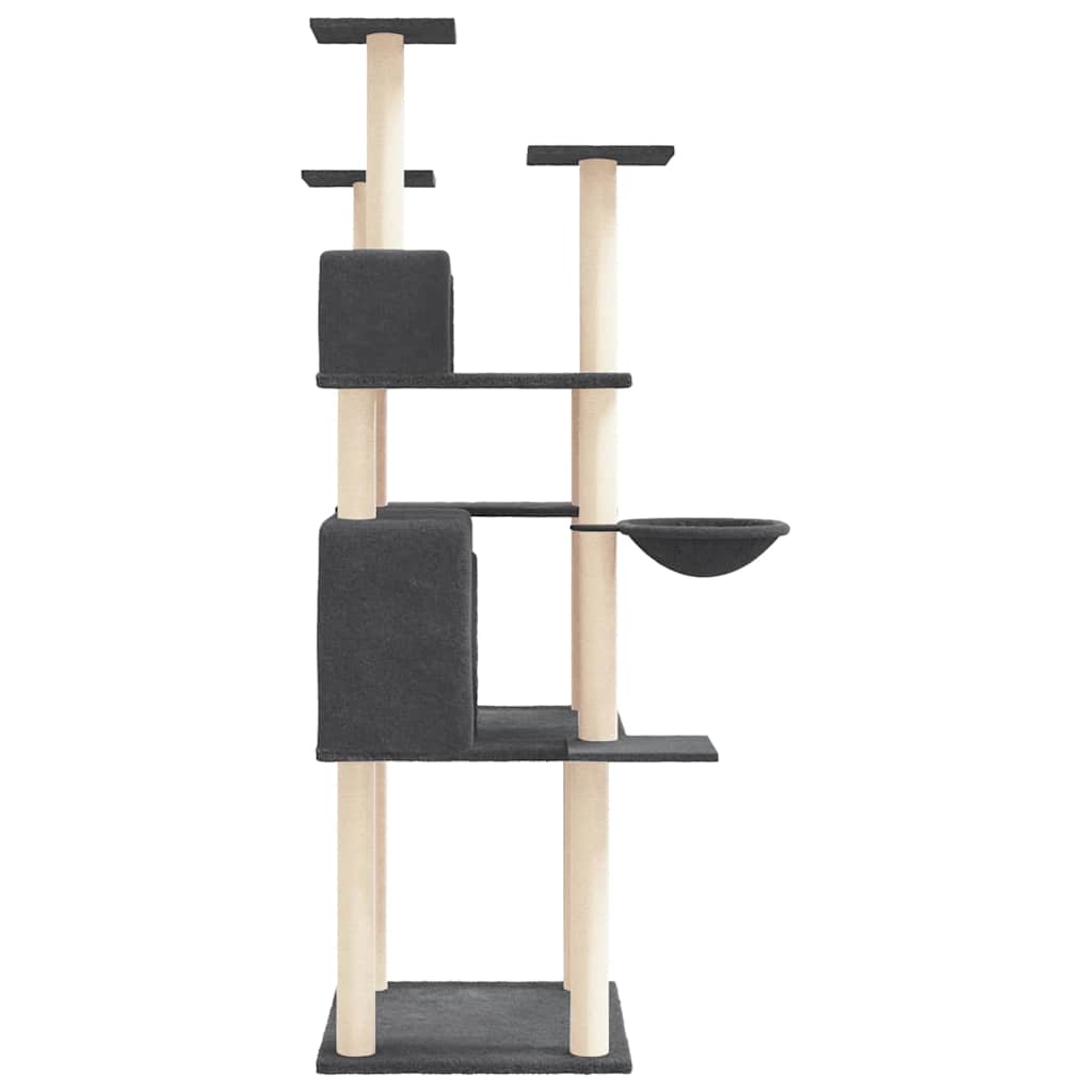 Cat Tree with Sisal Scratching Posts Dark Grey 166 cm