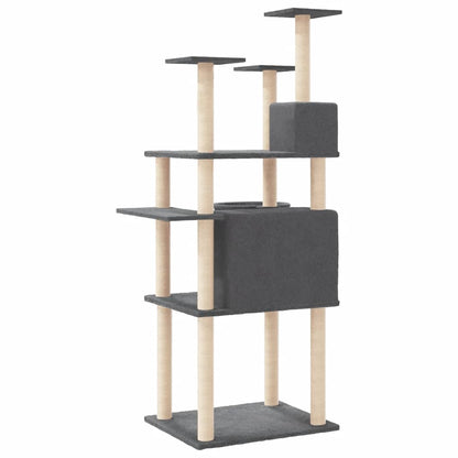 Cat Tree with Sisal Scratching Posts Dark Grey 166 cm