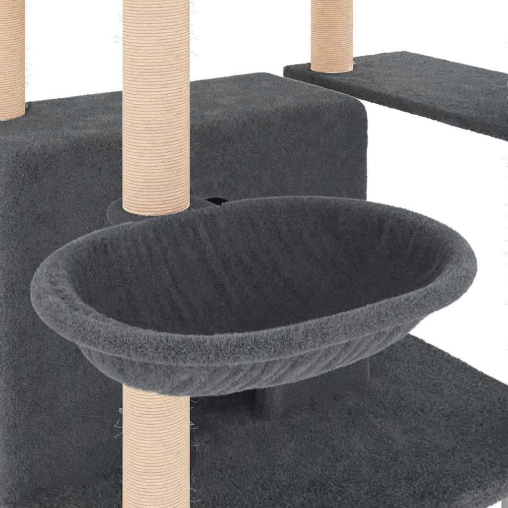 Cat Tree with Sisal Scratching Posts Dark Grey 166 cm