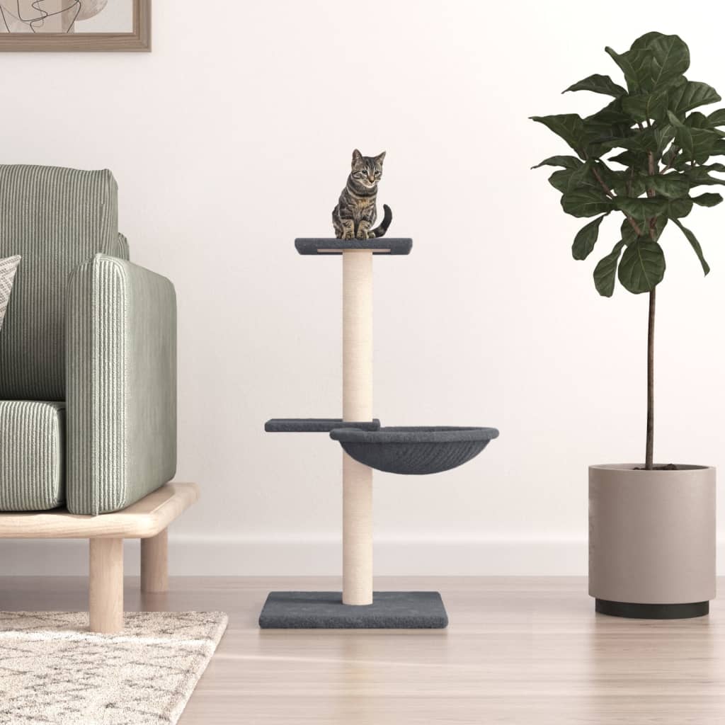 Cat Tree with Sisal Scratching Posts Dark Grey 72 cm