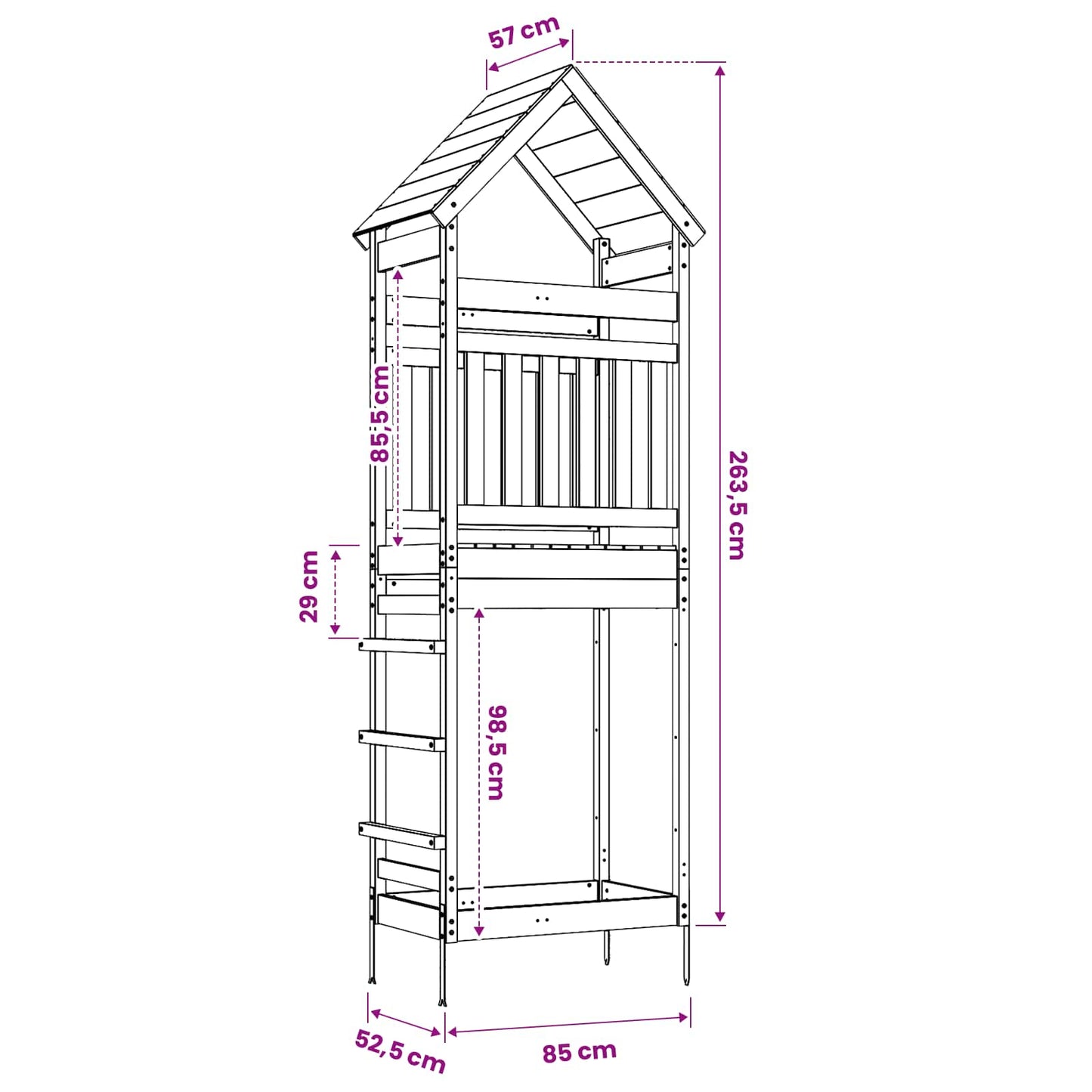 Outdoor Play Tower Natural Solid Impregnated Pinewood