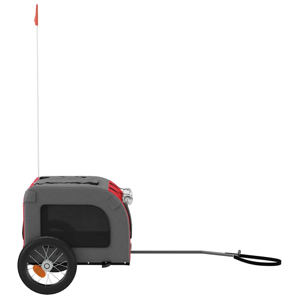 Pet Bike Trailer Red and Grey Oxford Fabric and Iron