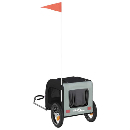 Pet Bike Trailer Grey and Black Oxford Fabric and Iron