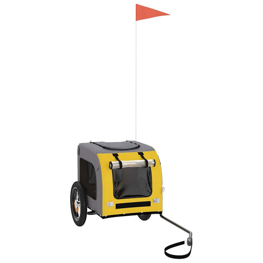 Pet Bike Trailer Yellow and Grey Oxford Fabric and Iron