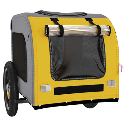 Pet Bike Trailer Yellow and Grey Oxford Fabric and Iron