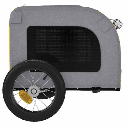 Pet Bike Trailer Yellow and Grey Oxford Fabric and Iron