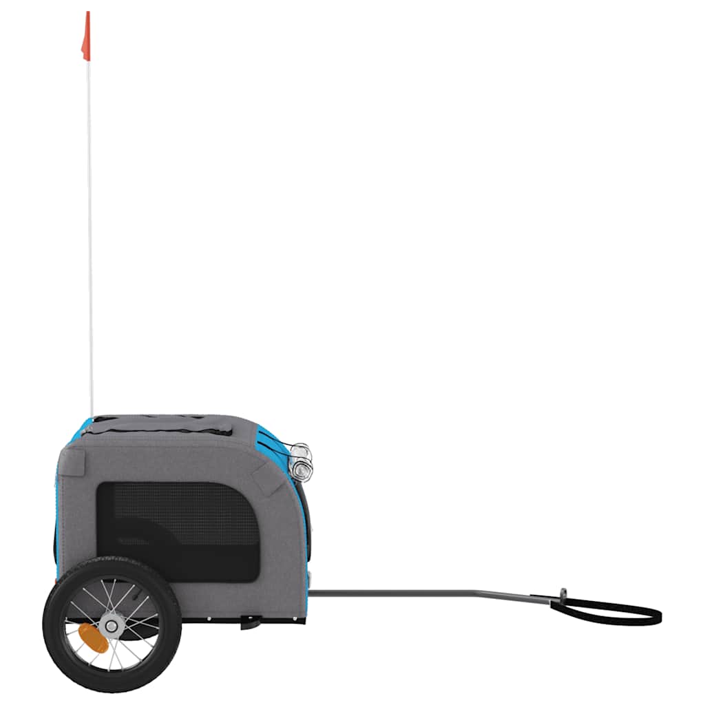 Pet Bike Trailer Blue and Grey Oxford Fabric and Iron