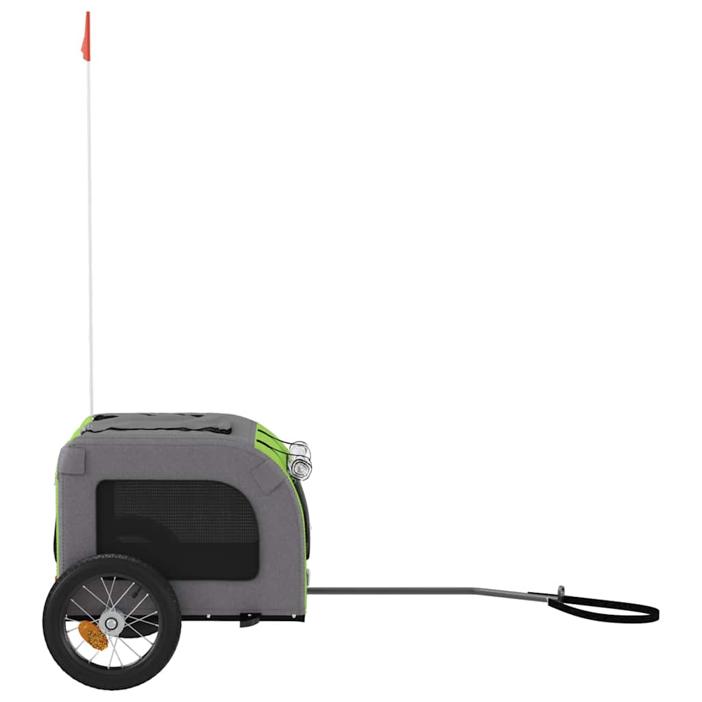 Pet Bike Trailer Green and Grey Oxford Fabric and Iron