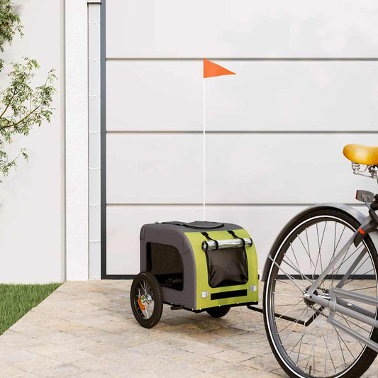 Pet Bike Trailer Green and Grey Oxford Fabric and Iron