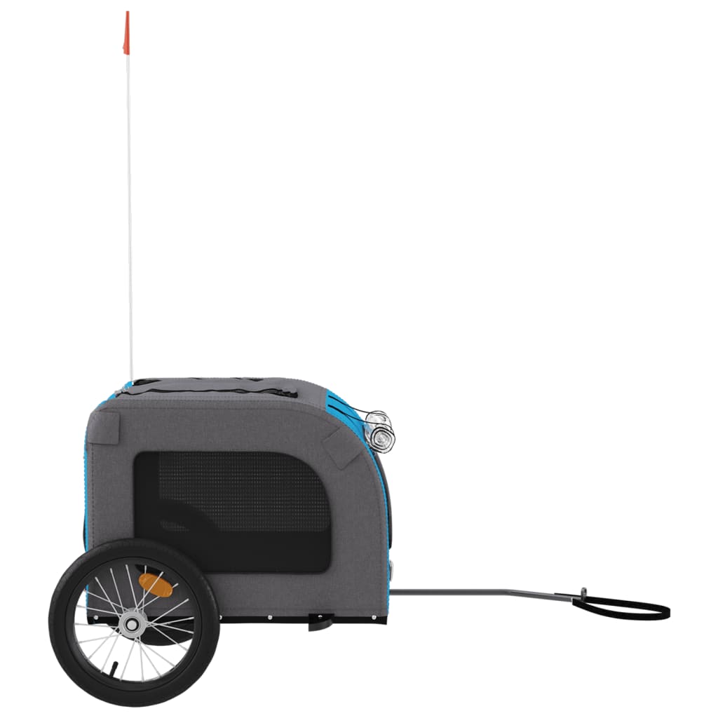 Pet Bike Trailer Blue and Grey Oxford Fabric and Iron