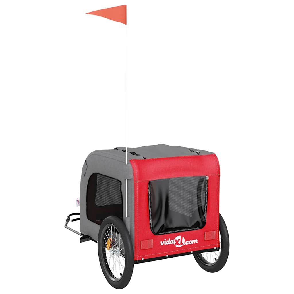 Pet Bike Trailer Red and Grey Oxford Fabric&Iron