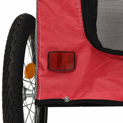 Pet Bike Trailer with Storage Red and grey 125 x 53 x 54 cm