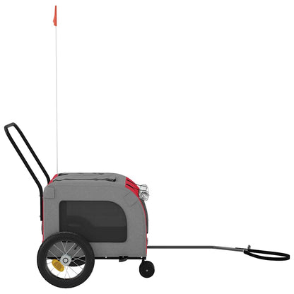 Pet Bike Trailer with Storage Red and grey 125 x 53 x 54 cm