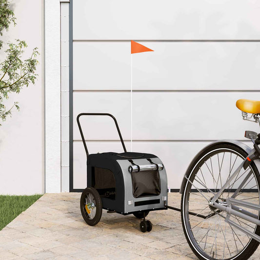 Pet Bike Trailer Grey and Black 54.5 x 120 x 161 cm