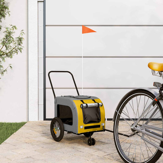 Pet Bike Trailer Yellow and Grey 54.5 x 120 x 161 cm