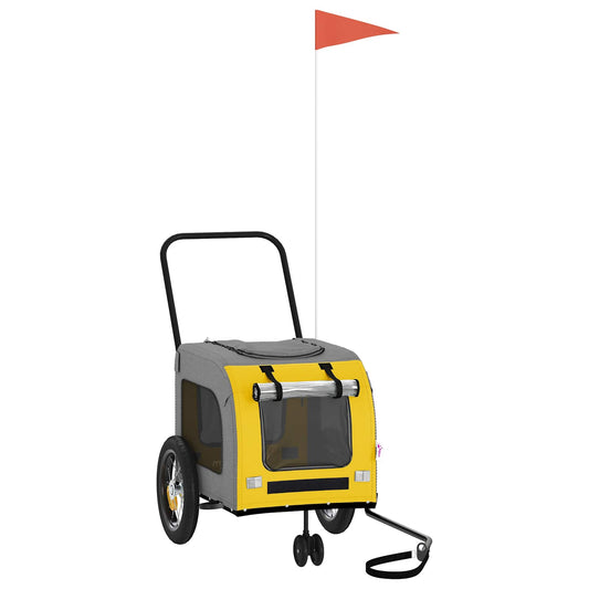 Pet Bike Trailer Yellow and Grey 54.5 x 120 x 161 cm