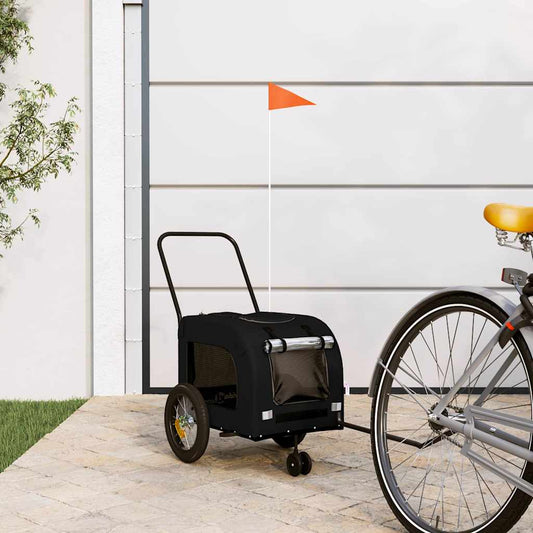 Pet Bike Trailer with Storage Black 124.5 x 63.5 x 53 cm