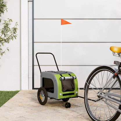 Pet Bike Trailer with Storage Green and grey 125 x 53 x 54 cm