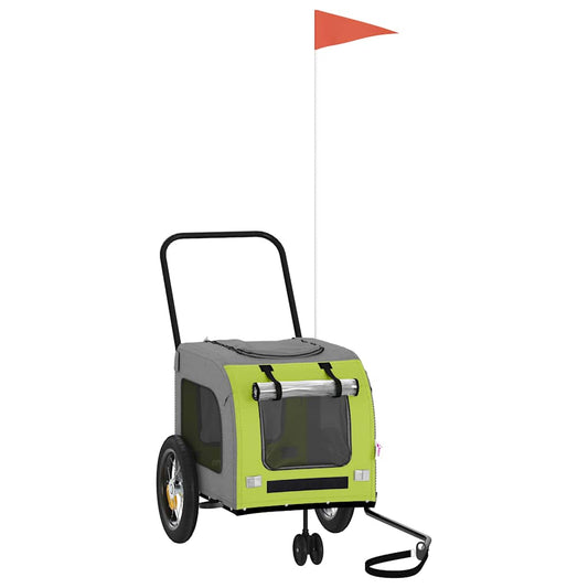 Pet Bike Trailer Green and grey 124.5 x 63.5 x 53 cm