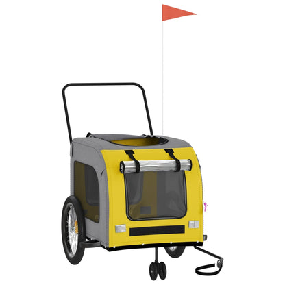 Pet Bike Trailer Yellow and Grey Oxford Fabric and Iron