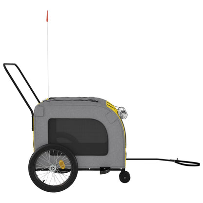 Pet Bike Trailer Yellow and Grey Oxford Fabric and Iron