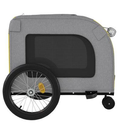Pet Bike Trailer Yellow and Grey Oxford Fabric and Iron
