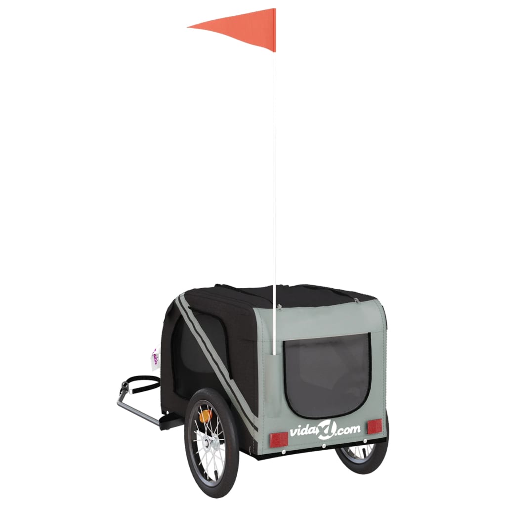Pet Bike Trailer Black and Grey Oxford Fabric and Iron
