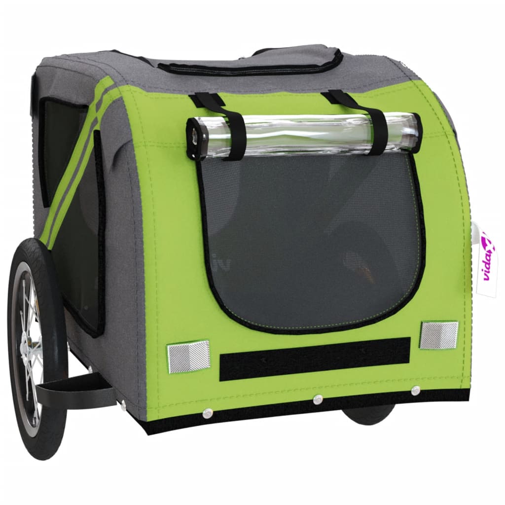 Pet Bike Trailer Green and Grey Oxford Fabric and Iron