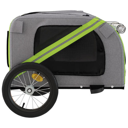 Pet Bike Trailer Green and Grey Oxford Fabric and Iron
