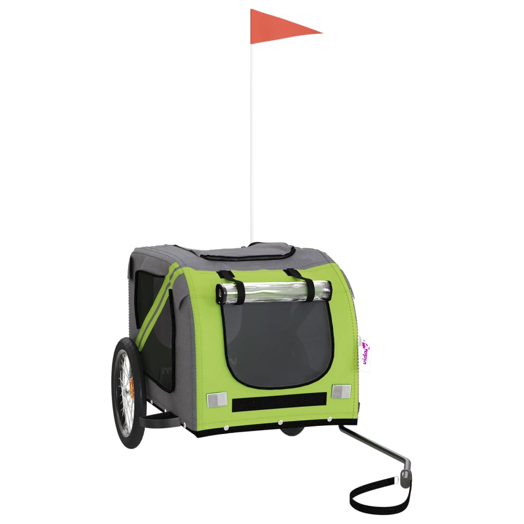 Pet Bike Trailer Green and Grey Oxford Fabric and Iron