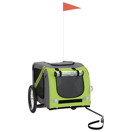 Pet Bike Trailer Green and Grey Oxford Fabric and Iron